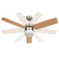 vidaXL Ventilador de techo con luz con mando marrón claro 108 cm