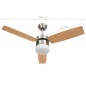 vidaXL Ventilador de techo con luz con mando marrón claro 108 cm