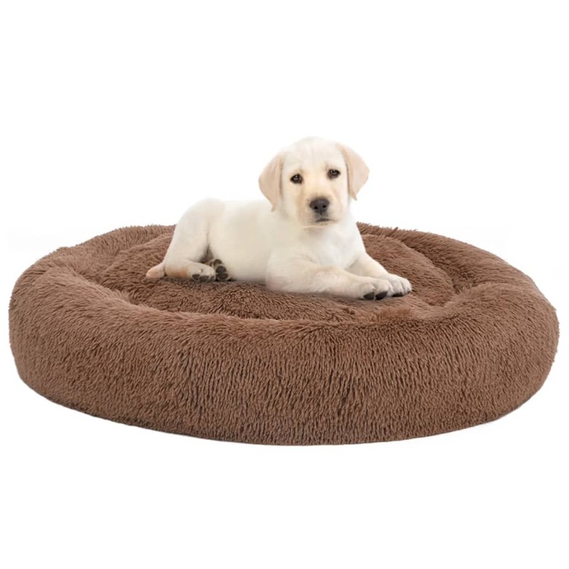 vidaXL Cojín lavable para perros y gatos felpa marrón 90x90x16 cm