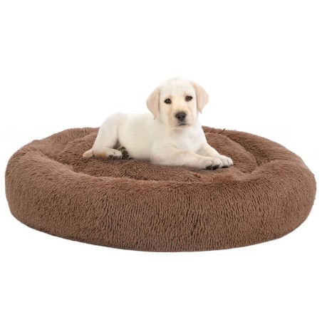 vidaXL Cojín lavable para perros y gatos felpa marrón 90x90x16 cm