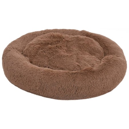 vidaXL Cojín lavable para perros y gatos felpa marrón 90x90x16 cm