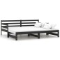 vidaXL Sofá cama extraíble madera maciza de pino negro 2x(90x200) cm
