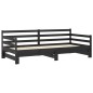 vidaXL Sofá cama extraíble madera maciza de pino negro 2x(90x200) cm