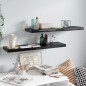 vidaXL Estantes flotantes pared 2 uds MDF negro brillo 90x23,5x3,8 cm