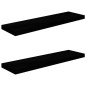 vidaXL Estantes flotantes pared 2 uds MDF negro brillo 90x23,5x3,8 cm