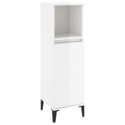 vidaXL Armario de baño madera contrachapada blanco brillo 30x30x100 cm