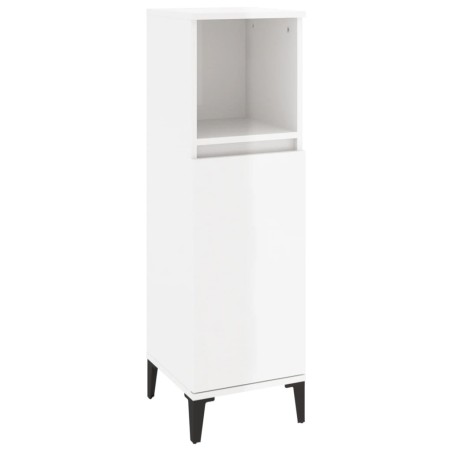 vidaXL Armario de baño madera contrachapada blanco brillo 30x30x100 cm