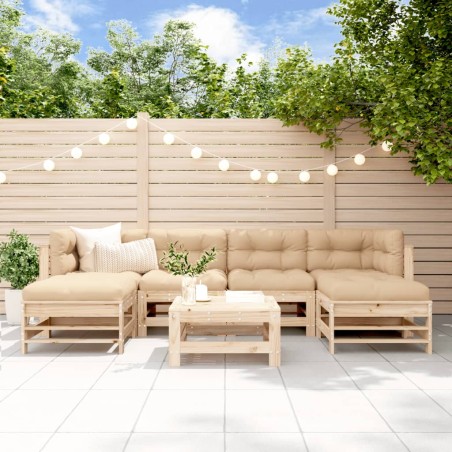 vidaXL Juego de muebles de jardín 7 piezas madera maciza de pino