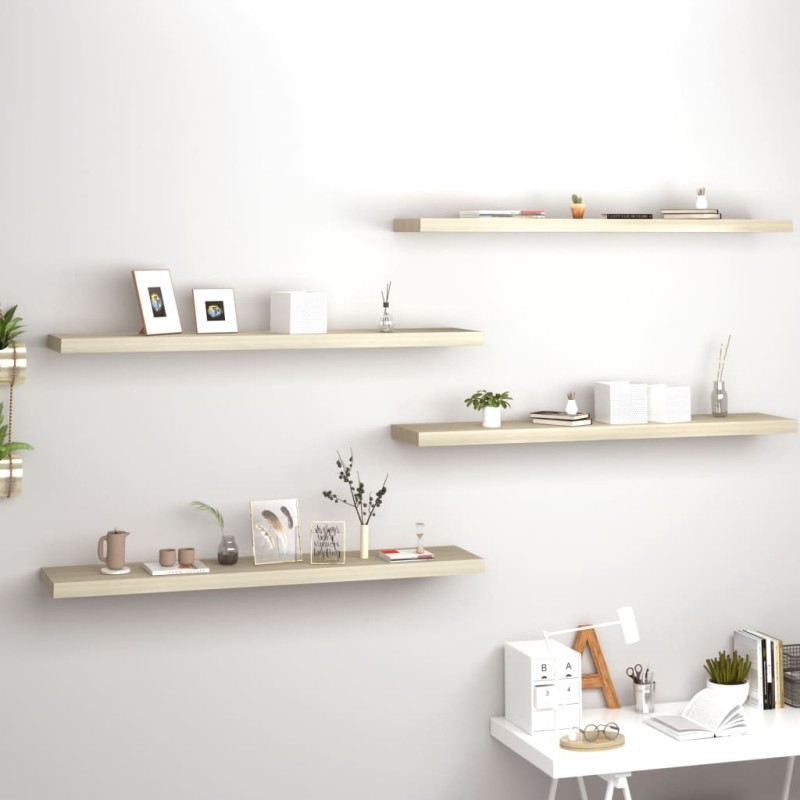vidaXL Estantes flotantes pared 4 uds MDF color roble 120x23,5x3,8 cm