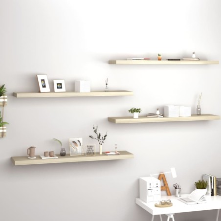 vidaXL Estantes flotantes pared 4 uds MDF color roble 120x23,5x3,8 cm