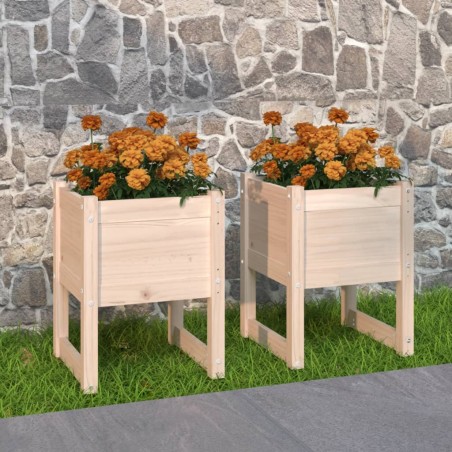 vidaXL Jardinera 2 unidades madera maciza de pino 40x40x52,5 cm