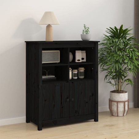 vidaXL Aparador de madera maciza de pino negro 83x41,5x100 cm