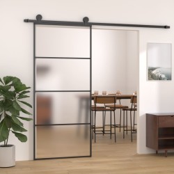 vidaXL Puerta corredera ESG vidrio y aluminio 90x205 cm negro