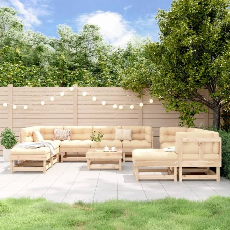 vidaXL Juego de muebles de jardín 11 piezas madera maciza de pino