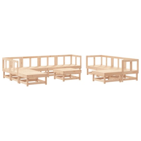 vidaXL Juego de muebles de jardín 11 piezas madera maciza de pino