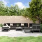 vidaXL Juego de muebles de jardín 11 piezas madera maciza pino gris