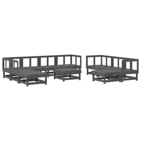 vidaXL Juego de muebles de jardín 11 piezas madera maciza pino gris