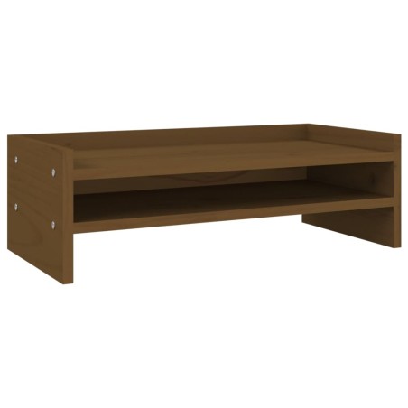 vidaXL Soporte para monitor madera maciza pino marrón miel 50x24x16 cm