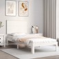 vidaXL Estructura de cama con cabecero madera maciza blanco 100x200 cm vidaXL Estructura de cama con cabecero madera maciza blanco 100x200 cm