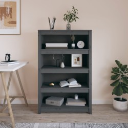 vidaXL Estantería madera maciza de pino gris 80x35x126 cm