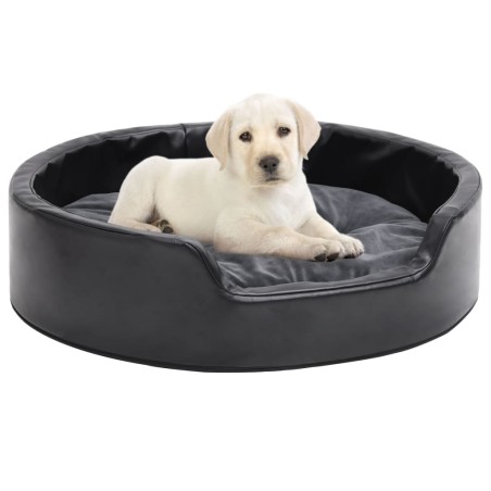 vidaXL Cama de perros felpa y cuero sintético gris oscuro 69x59x19 cm