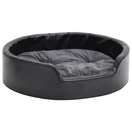 vidaXL Cama de perros felpa y cuero sintético gris oscuro 69x59x19 cm