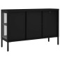 vidaXL Aparador de acero y vidrio negro 105x35x70 cm vidaXL Aparador de acero y vidrio negro 105x35x70 cm