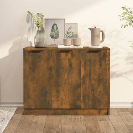vidaXL Aparador madera contrachapada color roble ahumado 90,5x30x70 cm
