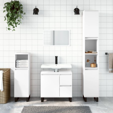 vidaXL Armario de baño madera contrachapada blanco 65x33x60 cm