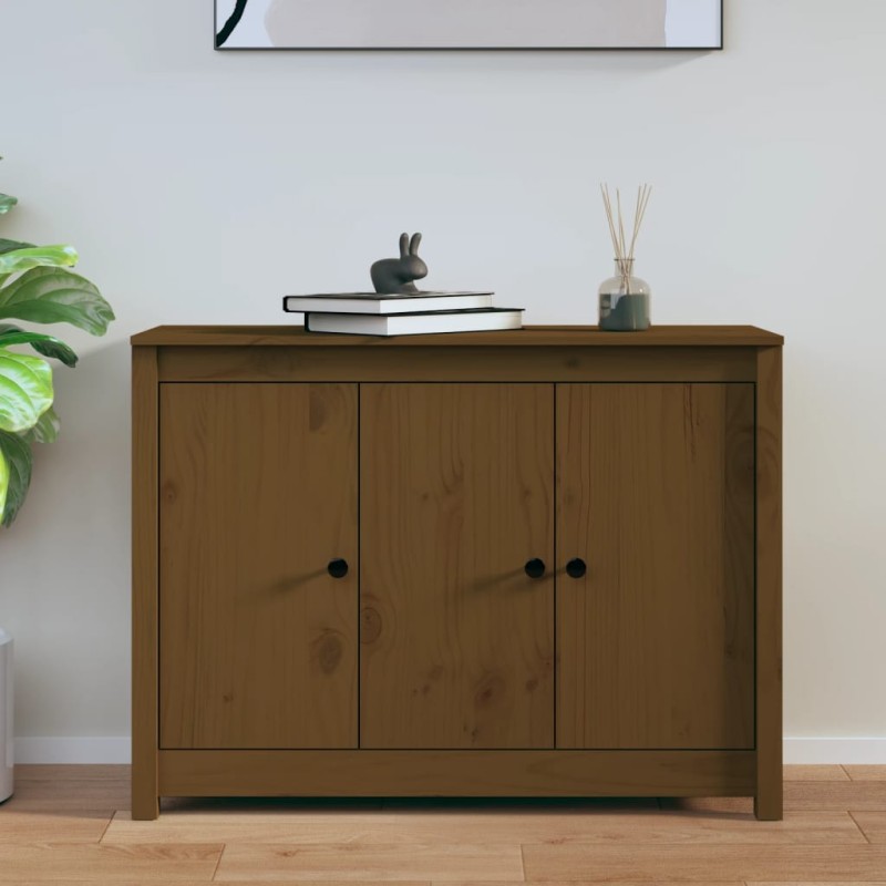 vidaXL Aparador de madera maciza de pino marrón miel 100x35x74 cm