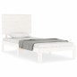 vidaXL Estructura de cama con cabecero madera maciza blanco 100x200 cm vidaXL Estructura de cama con cabecero madera maciza blanco 100x200 cm
