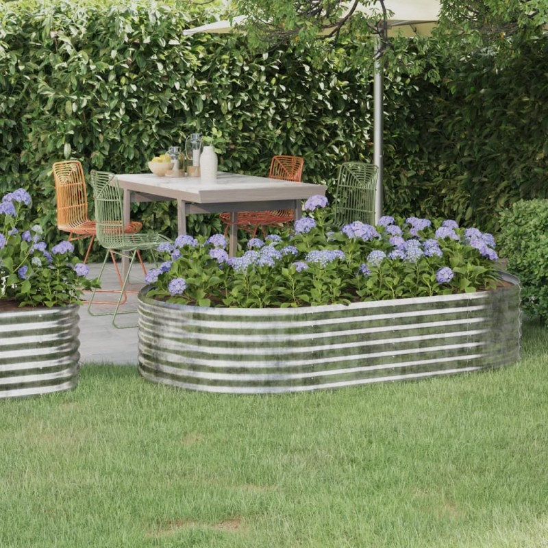 vidaXL Jardinera arriate acero recubrimiento polvo plata 175x100x36 cm