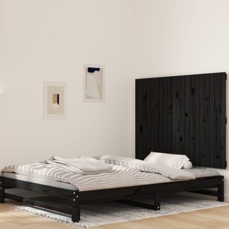 vidaXL Cabecero de cama de pared madera maciza pino negro 127,5x3x90cm