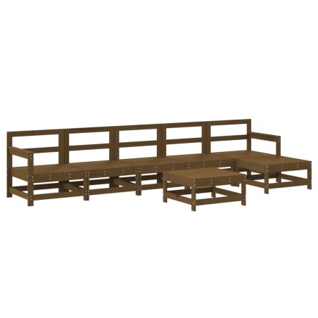 vidaXL Juego de muebles jardín 7 pzas madera maciza pino marrón miel