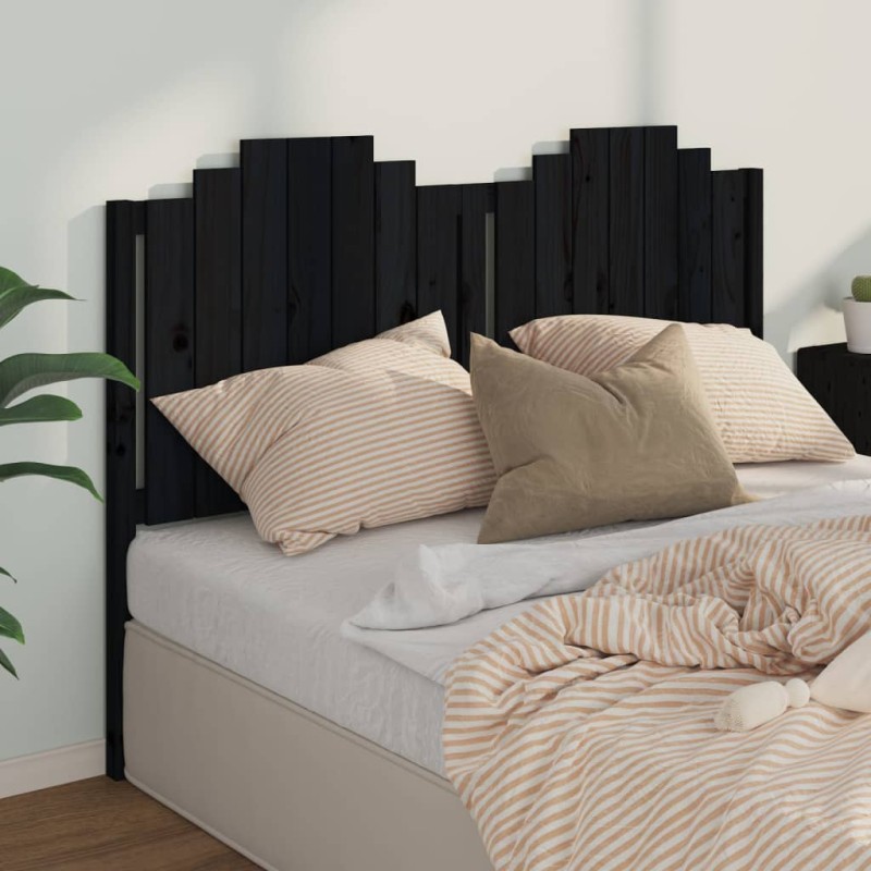 vidaXL Cabecero de cama madera maciza de pino negro 166x4x110 cm vidaXL Cabecero de cama madera maciza de pino negro 166x4x110 cm