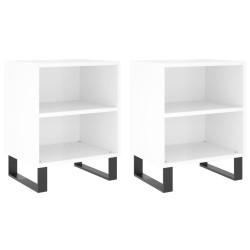 vidaXL Mesitas noche 2 uds madera ingeniería blanco brillo 40x30x50 cm