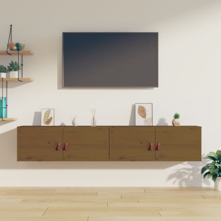 vidaXL Armarios de pared 2 uds madera de pino marrón miel 60x30x30 cm