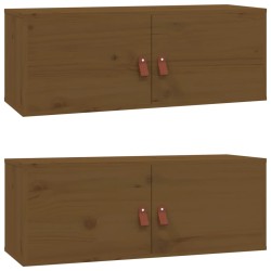 vidaXL Armarios de pared 2 uds madera de pino marrón miel 60x30x30 cm