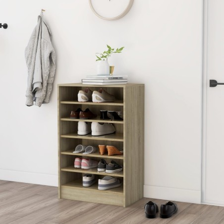 vidaXL Mueble zapatero madera contrachapada roble Sonoma 60x35x92 cm