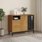 vidaXL Aparador con puerta de vidrio FLAM madera de pino 110x40x80 cm vidaXL Aparador con puerta de vidrio FLAM madera de pino 110x40x80 cm