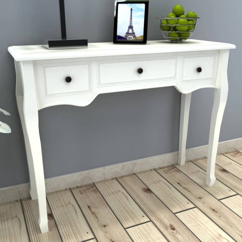 vidaXL Mesa consola tocador con tres cajones blancos vidaXL Mesa consola tocador con tres cajones blancos