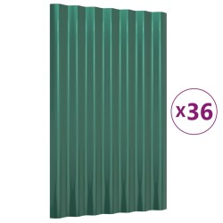 vidaXL Paneles de tejado 36 unidades acero recubierto verde 60x36 cm