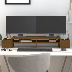 vidaXL Soporte monitor madera maciza pino marrón miel 100x27,5x15 cm