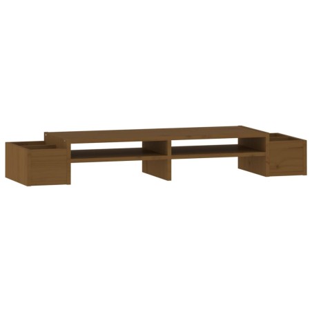 vidaXL Soporte monitor madera maciza pino marrón miel 100x27,5x15 cm