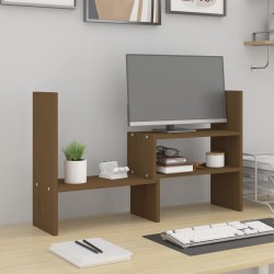 vidaXL Soporte monitor madera maciza pino marrón miel (39-72)x17x43 cm