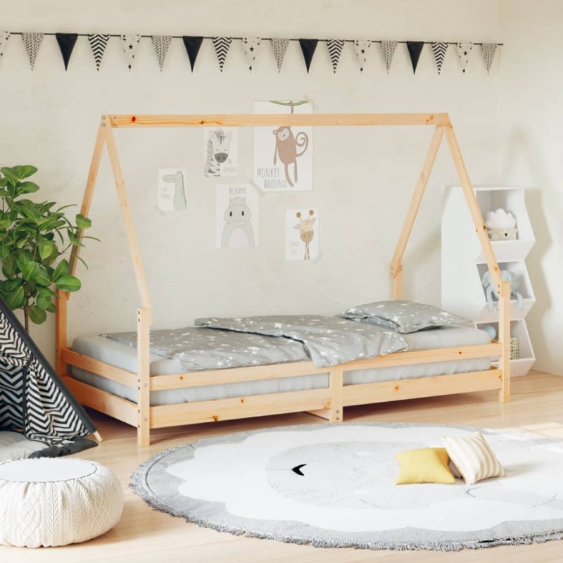 vidaXL Estructura de cama infantil madera maciza de pino 90x190 cm vidaXL Estructura de cama infantil madera maciza de pino 90x190 cm