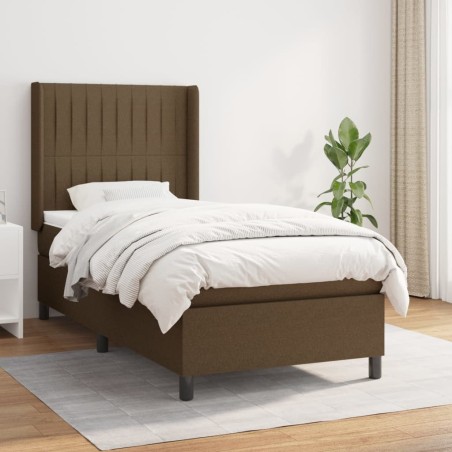vidaXL Cama box spring con colchón tela marrón oscuro 80x200 cm