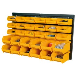 vidaXL Kit cajas de almacenaje 32 pzas paneles de pared amarillo negro