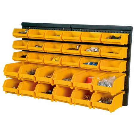 vidaXL Kit cajas de almacenaje 32 pzas paneles de pared amarillo negro
