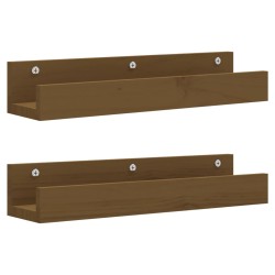 vidaXL Estantes de pared 2 uds madera de pino marrón miel 50x12x9 cm